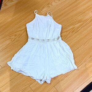 SHEIN White Lace Trim One Piece